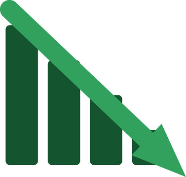 Falling emission chart with down arrow for reduction