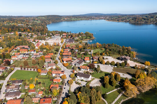 Aerial view, Bad Wiessee and Abwinkl, Tegernsee, Upper Bavaria, Bavaria, Germany,