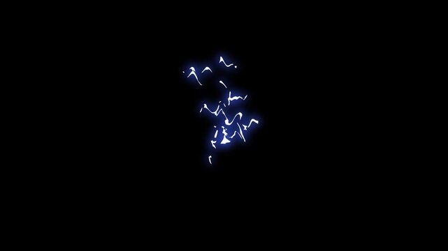 Electric lightning fx with glowing blue thunder sparks, powerful energy boom, neon hand drawn storm explosion, realistic bolt discharge and cinematic overlay animation on black screen 4k video