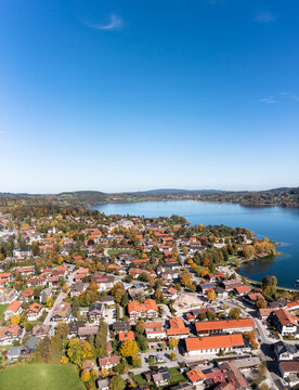 Aerial view, Bad Wiessee and Abwinkl, Tegernsee, Upper Bavaria, Bavaria, Germany,