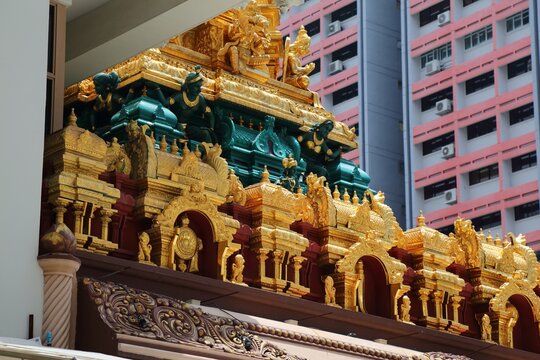 Sri Krishnan Temple in Waterloo Street, Singapore. Religious landmark of Singapore City.