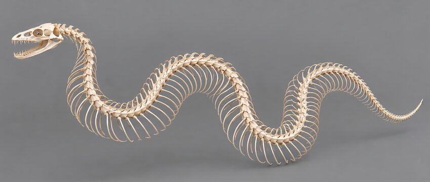 Complete Snake Skeleton (Serpentes)&mdash;Anatomical Lateral View