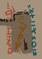 Abstract image for modern interior. The picture is painted by hand on a tablet. © neurostructure