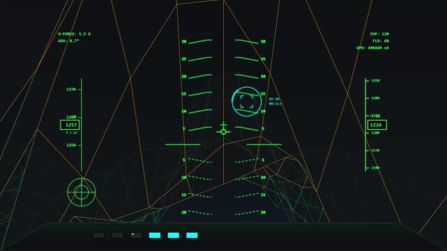 Next-Gen Fighter Jet AR HUD Wireframe Flight Display &ndash; 4K 60fps Infinite Loop
