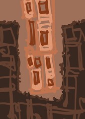 Abstract image for modern interior. The picture is painted by hand on a tablet. © neurostructure