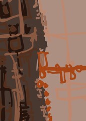 Abstract image for modern interior. The picture is painted by hand on a tablet. © neurostructure