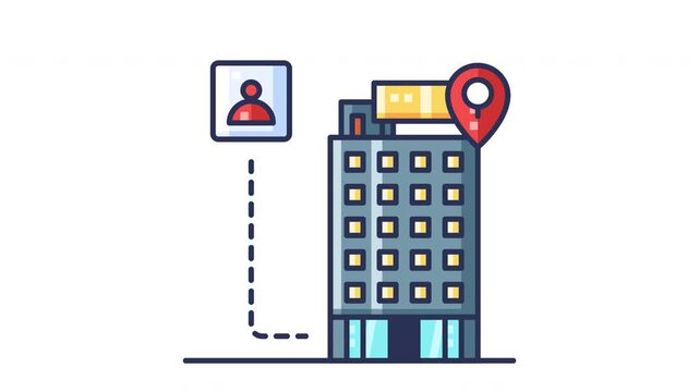 Modern Hotel Booking and Location Marker Vector Graphic Illustration