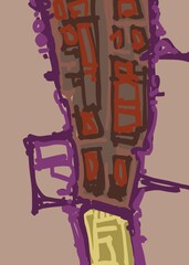 Abstract image for modern interior. The picture is painted by hand on a tablet. © neurostructure