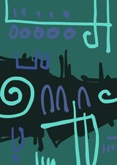 Abstract image for modern interior. The picture is painted by hand on a tablet. © neurostructure