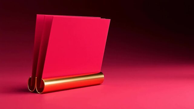 Pink book with gold spine on red gradient