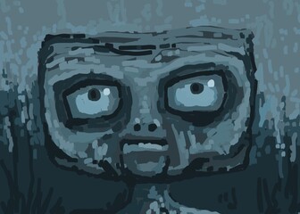 Abstract face. Abstract image for printing. Picture for modern interiors. The picture is painted by hand on a tablet.