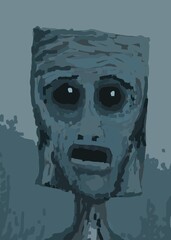 Abstract face. Abstract image for printing. Picture for modern interiors. The picture is painted by hand on a tablet.