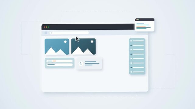 Minimal web browser interface layout displaying gallery images and UI elements on screen