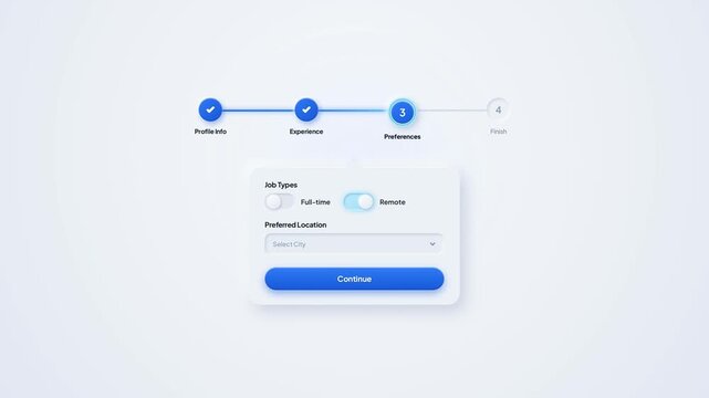 Digital user interface checkout step with progress bar and toggle form element