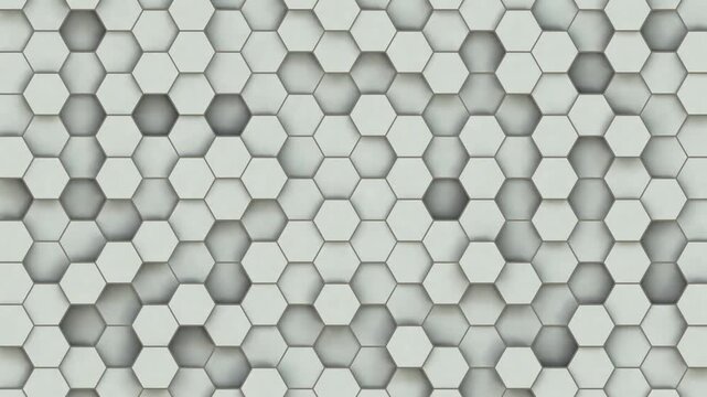 Abstract gray honeycomb pattern with floating 3D hexagonal shapes and soft shadows hexagon geometric structure