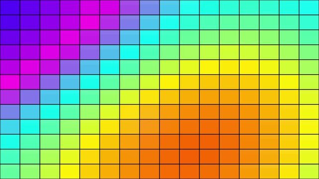 Multicolor gradient tile grid showcases a smooth looping rainbow color transition