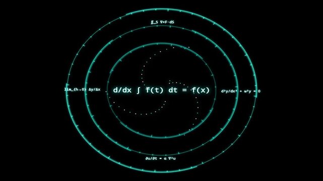 4K Circular HUD Calculus Dials Visual Effects with Reactive Sound Spectrum Waveform Loop