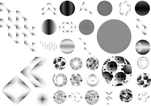 Collection of vector design elements. Set of logos with lines, spirals and circles. Various forms of line and dots design.Vector logo collection. Bundle of circle icons and elements. Set of lines art.