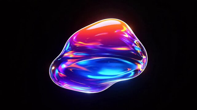 Iridescent fluid droplet in black void