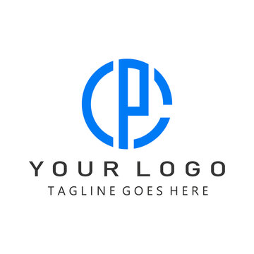Modern cp letter logo design featuring blue circular frame with bold typography for corporate business identity tech startups consulting agencies branding assets financial services and professional