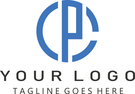 Modern cp letter logo design featuring blue circular frame with bold typography for corporate business identity tech startups consulting agencies branding assets financial services and professional