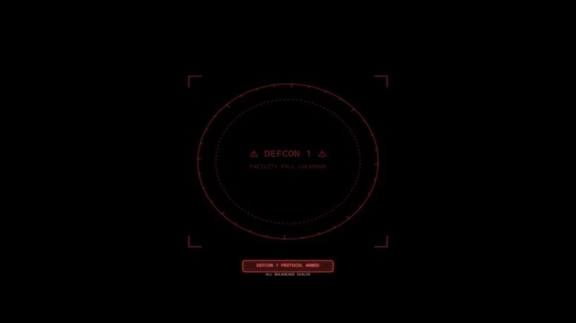 4K DEFCON 1 Red Alert Military Lockdown Visual Effects with Reactive Sound Spectrum Loop
