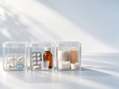 Transparent Healthcare Storage Boxes for Organized Medication and First Aid