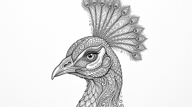 head of peacock illustration