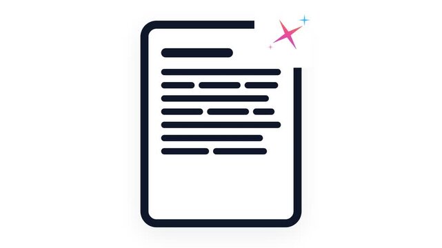 Document icon with text and sparkling effect, representing a clean or updated document