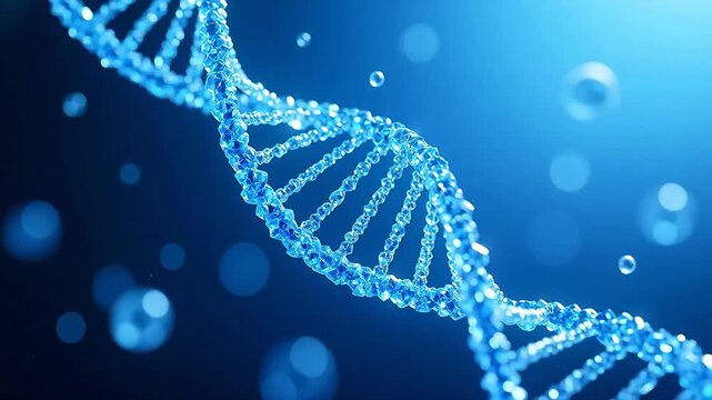Glowing blue dna double helix