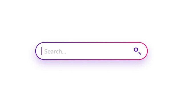 Minimalist search bar with purple gradient and magnifying glass icon on white background