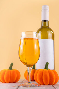 Tasty golden craft pumpkin wine