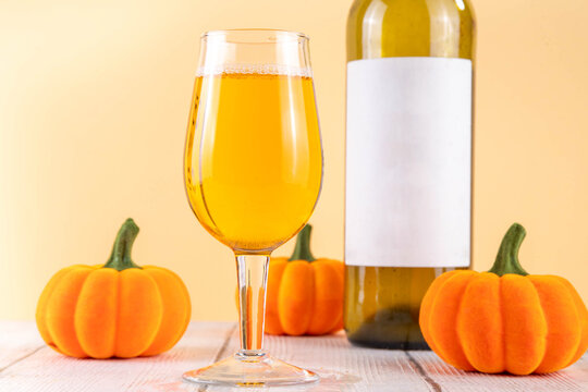 Tasty golden craft pumpkin wine