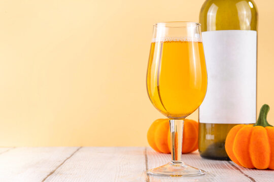 Tasty golden craft pumpkin wine