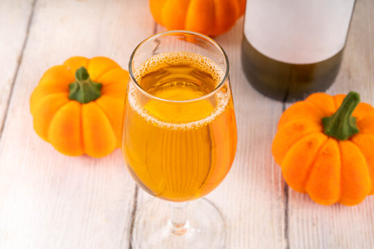 Tasty golden craft pumpkin wine