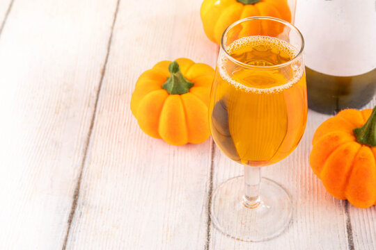 Tasty golden craft pumpkin wine