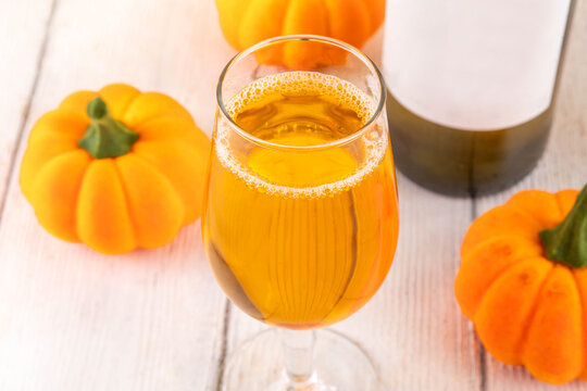 Tasty golden craft pumpkin wine