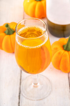 Tasty golden craft pumpkin wine