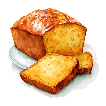 Pumpkin Bread watercolor vector illustration, high-quality artwork isolated on a pure white background.