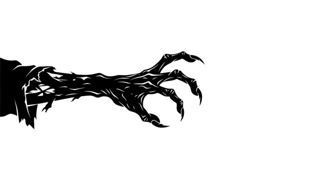 A chilling halloween overlay effect featuring a menacing clawed hand reaching out perfect for adding a spooky and terrifying touch to your festive designs and