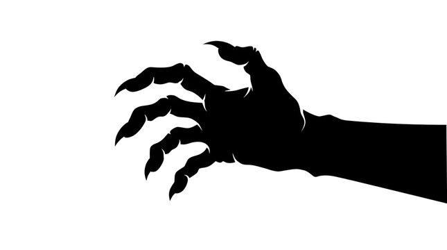 This striking silhouetted image of a menacing clawed hand evokes the chilling spirit of halloween perfectly suited for creating spooky overlays and frightening visual effects