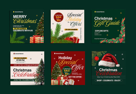 Christmas Holiday Sale Social Media Poster Collection
