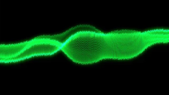 Sound waveform animation displays active acoustic audio dynamics. High fidelity audio studio equalization guides sound waveform animation. Musical mastering uses waveform.