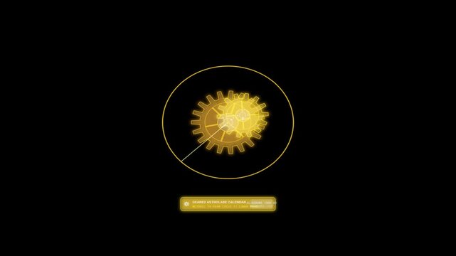 4K Geared Astrolabe Lunar-Solar Mechanism Visual Effects Fluid Motion Graphic Loop