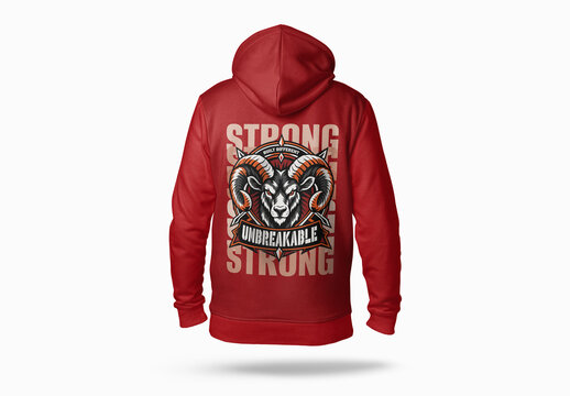 Strong Ram Mascot Hoodie Back Design Template