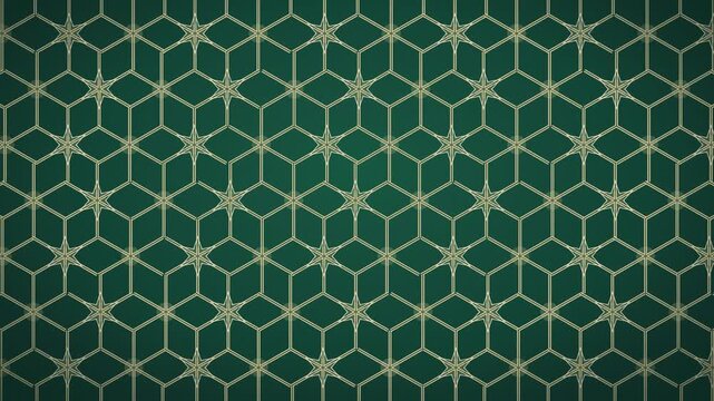 Girih Tile Strapwork Interlace Pattern Emerald and Sand Loop