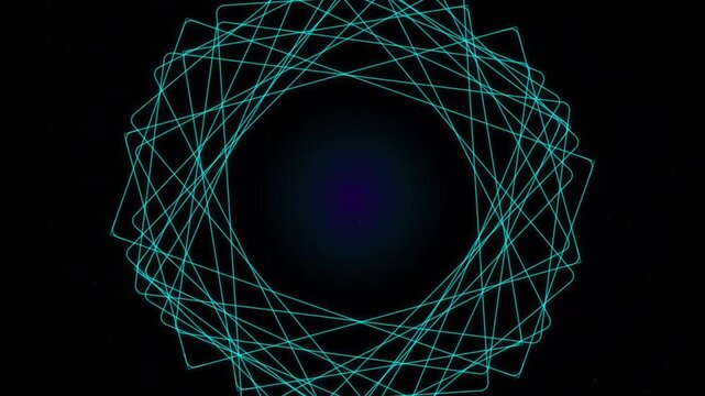 Neon geometric mandala tunnel abstract motion background