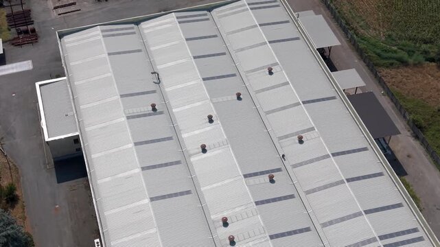 Aerial View Industrial Landscape With Warehouses and Commercial Infrastructure in Italy