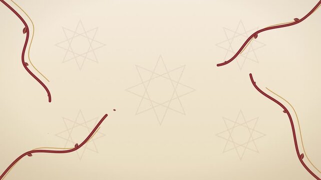 Arabesque Vine Scroll Tracery Growing on Cream Background