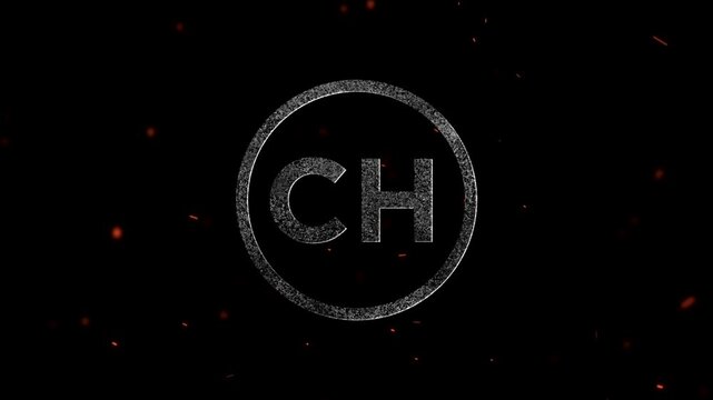 The letters ch inside a circle made of glowing white particles